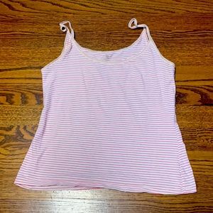 Pink and white striped tank top